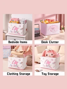 Sanrio 家庭系列肉桂卷收纳盒，折叠式设计，防溅面料，防潮底座，可折叠以便紧凑包装，非常适合放在壁橱架子、书桌抽屉、宿舍、露营装备、房车存储、玩具箱或工艺品用品中，轻质手柄，加固接缝，可爱肉桂卷印花，可堆叠，适合 Sanrio 收藏家作为礼物，节省空间的家居和办公室收纳盒 - Cinnamoroll-藍色 - 查看 11