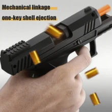 Semi-Automatic Scientific Educational Toy Gun, Featuring Automatic Loading And Shell Ejection. The Set Includes One Shooting Body, Two Magazines, 100 Plastic Bullets And 12 Shells. - 黑色 - 查看 4