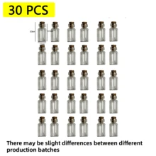 30/20/15 Pcs Beautiful Mini Clear Glass Bottles With Cork Stoppers,Spice Message Vials, DIY Wishing Bottles, Small Empty Drifting Jars,Mini Containers,For Drifting, Wishing, Candy Storage, Crystal & Gravel Decoration, Round Glass Vials, For Birthday,Wedding Party,Home Decoration Favors,Art Crafts, Wedding Party Favors, Home Decor