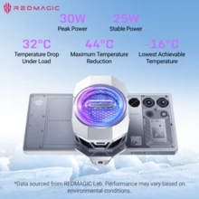 nubia Redmagic VC Cooler 6 银色，热传导速度提升 54%，10 秒内温度下降 18℃，30W 三模式智能温控，定制小型轴流风扇：风量增加 20%，轻巧紧凑，适用于各种场景