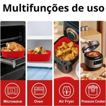 Kit 1/3 Formas de Silicone Quadrada/Redondo para Air Fryer e Forno Forma com Alça,Promoção! - Quadrado - Visão 9