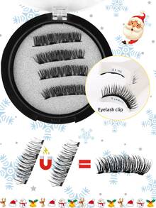 Femgxiu 1套4根磁性睫毛 - 自然轻盈可重复使用假睫毛，强磁吸附，3D卷翘蓬松狐狸眼效果，快速上眼，最快5秒即可上妆，7-12mm仿貂毛睫毛 - 黑色 - 查看 5