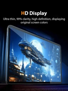 Juego de funda protectora para tableta 2 en 1: 1 protector de pantalla de vidrio templado resistente a los arañazos + 1 funda protectora de silicona TPU anti-golpes y anti-arañazos, compatible con iPad/MatePad/Honor Pad/Tab/Mi Redmi/Galaxy Tab, empaque protector grueso - Transparente - transparente - Ver 11