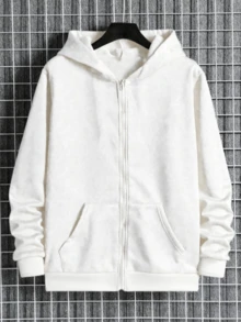 Men's Autumn/Winter Casual Sweatshirt, White, Versatile Solid Color, Suitable For Daily Casual Wear, Outdoor Sports, Gym Workout Top