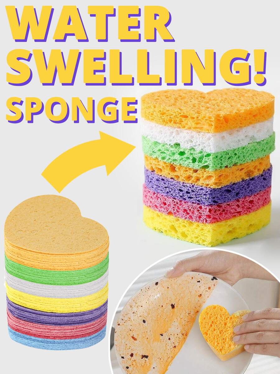 1 套 10 块清洁海绵、吸水清洁布、清洁抹布、洗碗海绵、厨房清洁工具 - 彩色 - 查看 1