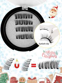 Femgxiu 1 Set de 4 Pestañas Magnéticas - Naturales y Ligeras Pestañas Postizas Reutilizables, Fuerte Adsorción Magnética, Efecto Ojos de Zorro 3D Rizado y Esponjoso, Maquillaje de Ojos Rápido en 5 Segundos, Pelo Imitación de Visón de 7-12 mm, Esencial para Maquillaje Diario/Fiesta/Cita/Cena, Resistente al Agua y al Sudor, Sin Necesidad de Pegamento, Ajuste Cómodo