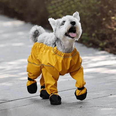 1pc Pet Autumn/Winter 4-Leg Shoes, Anti-Dirt & Anti-Insect Pants, Dog Clothes For Teddy/Poodle, Anti-Slip Fluorescent Apparel