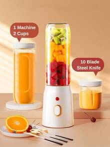 LEVIATECH 450ml Portable Electric Juicer Blender, Shake Cup Design, USB Rechargeable, Multi-Function For Home Use, Comes With 2 Small Juicing Cups, Mini Wireless Juice Cup, Long Battery Life, Suitable For Kitchen, Home And Travel Fruit Blender