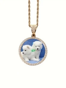 1 Pieza de Collar Personalizado con Fotos, Collar Personalizado con Fotos por Ambos Lados, Cadena Conmemorativa de Hip-Hop con Colgante de Foto Personalizado, Regalo Personalizado Muy Conmemorativo para Novia o Novio