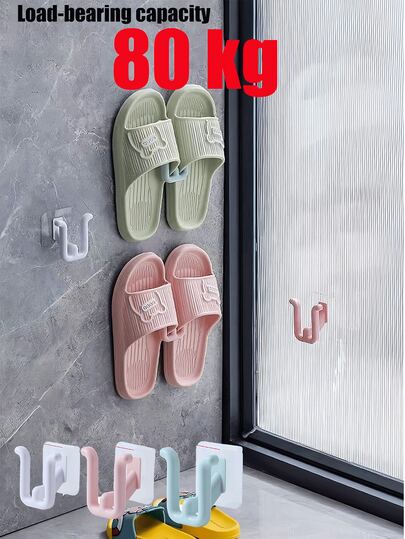 4/3/2 Pcs Random Color Bathroom Slippers Wall Hanger,No-Drill Bathroom Storage Rack,Combo Wall Mounted Rack, Waterproof Non-Slip Slipper & Toiletry Organizer, Adhesive No Drill, Suitable For Placing Slippers And Necessities, Durable Plastic , Shower Room, Bathroom, Toilet, Draining Slippers Holder(This Product Is Only Suitable For Pasting On Tiles, And After Pasting On The Wall, It Needs To Be Placed For 24 Hours Before Hanging Items)