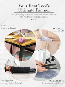 Tấm lót chịu nhiệt cho dụng cụ tạo kiểu tóc, kích thước универсальный phù hợp với máy duỗi và máy uốn tóc, được làm từ chất liệu chịu nhiệt, tiện lợi cho việc cất giữ và mang theo khi đi du lịch. Tấm lót silicon chịu nhiệt này có chức năng cách nhiệt giúp bảo vệ hiệu quả các dụng cụ tạo kiểu tóc của bạn. - Nhiều màu - Xem 8