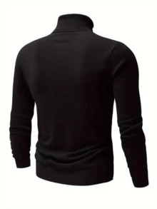 GRDR Men's Regular Shoulder Long Sleeve High Neck Sweater, Versatile For Daily Wear, Knitted