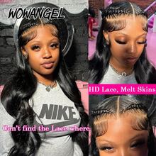 WOWANGEL Ready To Wear Body Wave Real HD Lace Front Wig 100% Burmese Virgin Human Hair 250% Density Jet Black #1 Color Wigs Swiss Lace Front Wigs For Women 13x6 True HD Lace Frontal Wigs Pre Plucked Natural Hairline Wig Glueless Melt Skins Lace Wig Bleached Knots