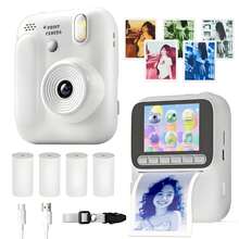 Cámara de impresión instantánea, impresora fotográfica portátil y multifuncional de colores para estudiantes, calidad de 1080P, batería de litio recargable, doble alimentación USB, función de impresión de etiquetas, enfoque automático y ligera impresión de fotos - Adecuada para ocasiones especiales y regalos