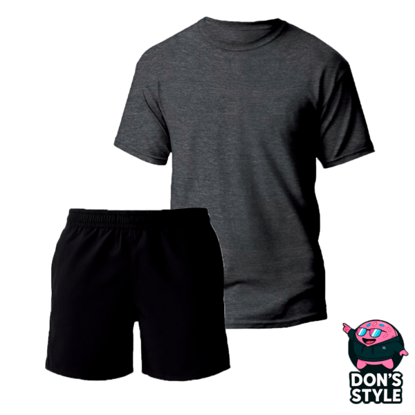 Kit Bermuda Mauricinho Tactel e Camiseta 100% Algodão Uso Diario Tecido Leve