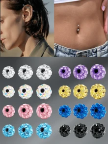 CIZME 2 piezas Bolas de acero inoxidable de repuesto con diseño divertido para mujer, Accesorios de anillos para el ombligo de 14G 16G con bolas de cristal CZ brillantes y flexibles de 3.5mm 5mm 8mm - Multicolor - Ver 6