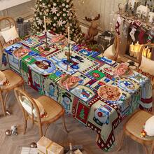 1/20 件圣诞桌布 - 带雪人的长方形桌布，圣诞树图案印花桌布，适合家庭、餐厅和派对装饰，圣诞桌面装饰，圣诞氛围装饰。 - 彩色 - 查看 6