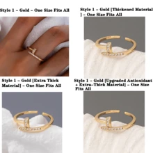 1 件铜锆石指甲环，金色可调节尺寸女士指甲环，简约奢华水晶戒指首饰，女士礼物 - 款式1 - 查看 4