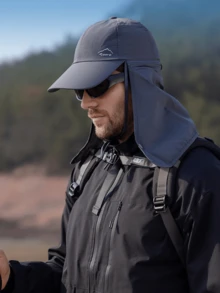 Gorra de béisbol con chal desmontable para hombres, sombrero de protección solar transpirable para exteriores con chal para el verano, pesca