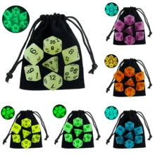 7pcs Glow-In-The-Dark Dice Set, Including Velvet Bag, Suitable For Board Games And Math Learning, Great Gift For Halloween And Christmas