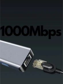 Hub Adaptador Tipo C 6 Em 1 Sd Rj45 para Notebook E Computador 2 Usb Type C 2 - Cinza - Visão 7