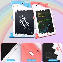 1pc New Cartoon Drawing Board 12 Inch Shark LCD Handwriting Board Erasable Graffiti LCD Writing Drawing Board, Essential Gift For Teacher's Day/Travel Commemoration (With Color Box)