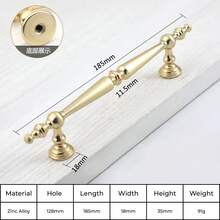 Puxador de Gabinete Estilo Francês Dourado, Moderno Minimalista Nórdico de Liga de Zinco, Botão Redondo, Ferragem de Móveis para Gaveta, Guarda-roupa, Porta de Armário de Cozinha - Furo Único / 96mm / 128mm / 192mm - Dourado - Visão 7