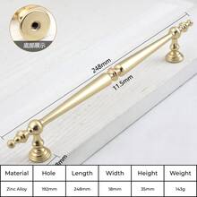 Puxador de Gabinete Estilo Francês Dourado, Moderno Minimalista Nórdico de Liga de Zinco, Botão Redondo, Ferragem de Móveis para Gaveta, Guarda-roupa, Porta de Armário de Cozinha - Furo Único / 96mm / 128mm / 192mm - Dourado - Visão 8