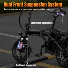 Electric Bike For Adults And Teens,500W Brushless Motor 23MPH Folding Ebike With 48V12Ah Removable Battery, 35Miles Range & PAS Mode With 14" Foldable Electric Bicycles, Commuting-Certified E Bike - 查看 6