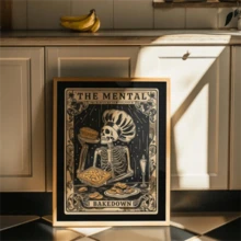 1 pieza Póster de arte de pared de panadería con calavera y cocina, impresiones de tarot místico de panadería, lienzo con cita divertida de cocina, idea de regalo para panadero, impresión de arte de cocina vintage para decoración de pared, decoración de dormitorio, decoración de fiesta y mejor opción de regalo, arte de pared vintage sin marco
