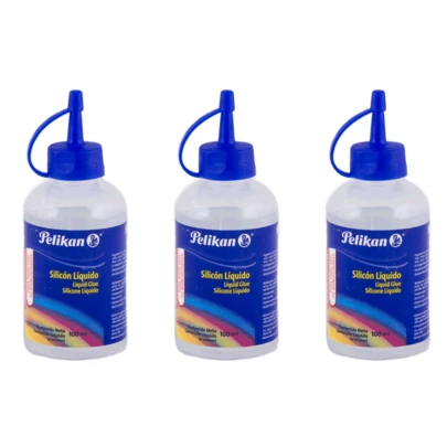 Pegamento Silicón Líquido Pelikan 100 ml – Pack de 3 Piezas – Adhesivo Multiusos para Manualidades, Bricolaje, Reparaciones y Disfraces – Ideal para Halloween y Disfraz Halloween Niño – Aplicación Precisa con Tapa Dosificadora – Perfecto para Papel, Cartón, Tela, Madera, Metal, Cerámica y Más – Fórmula Transparente de Secado Rápido – Uso Escolar, Hogar y Oficina – Producto Confiable y de Alta Calidad – Presentación Económica para Profesionales y Aficionados – Herramienta Esencial en Tu Kit de Manualidades – Compatible con Diversas Superficies – Fácil de Usar y Almacenar – Producto de Marca Reconocida – Ideal para Proyectos Creativos, Manualidades de Halloween y Reparaciones Cotidianas – ¡No Te Quedes Sin Él!