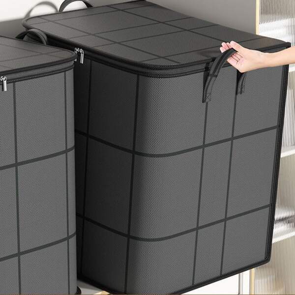 1 pieza Bolsa de almacenamiento de ropa plegable, bolsa de almacenamiento de gran capacidad para ropa, pantalones, abrigos, mantas portátiles, edredones, organizador de artículos del hogar, bolsa organizadora multifuncional para ropa, edredón, dormitorio universitario, armario, aprovecha al máximo el espacio del armario, tela reforzada, duradera, cremallera de doble vía, fácil de plegar, ahorro de espacio