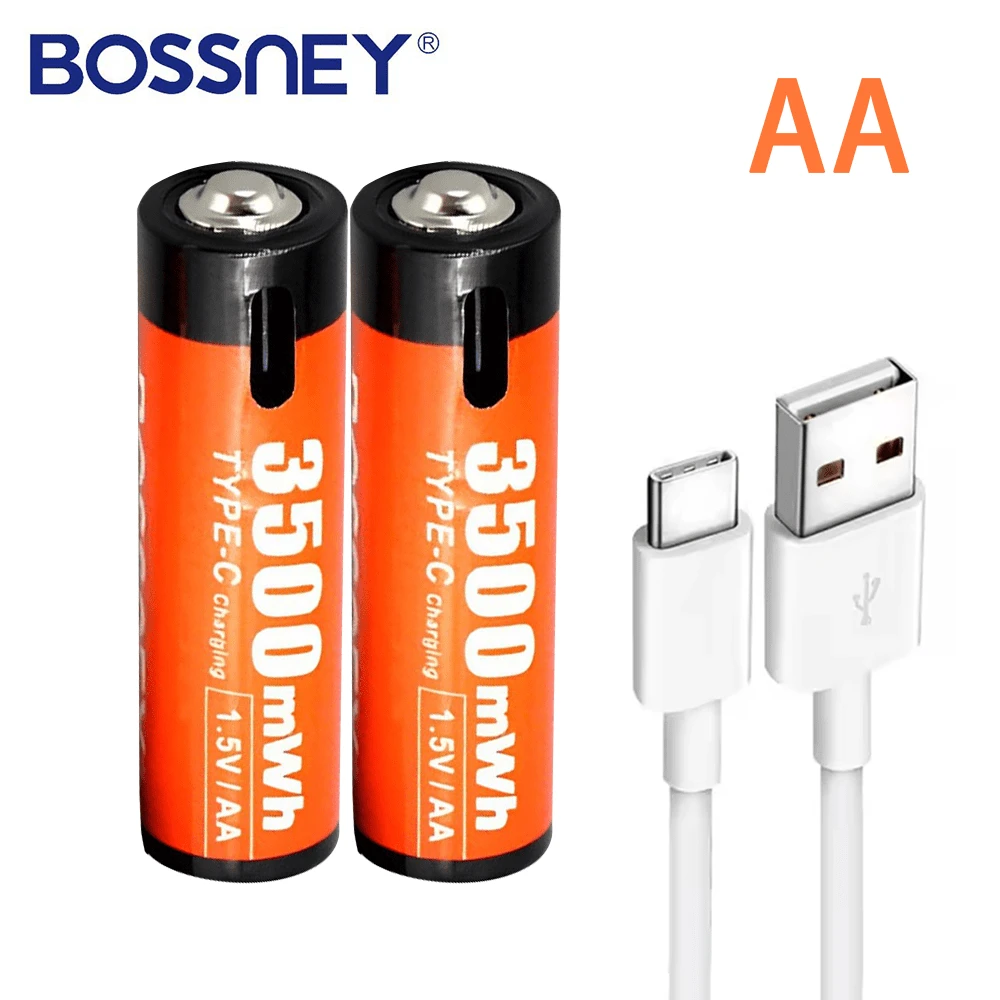 Paquete 2 piezas Pilas AA Recargables Usb Tipo C 3500mAh 1.5v - Automóvil club británico - Ver 1