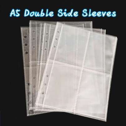 10pcs/20pcs/30pcs A5 Binder Clear Card Sleeves, 3 Inch Postcards Holder, Double Side 6 Holes Kpop Collect Book Refill Bags