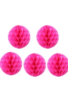 5pcs 6-Inch Paper Honeycomb Flower Balls, Decorative Paper Flower Pom Poms, Colorful Hanging Flower Balls, DIY Paper Craft, Suitable For Wedding, Party, Birthday, Gathering, Home Decor - Multicolor - View 14