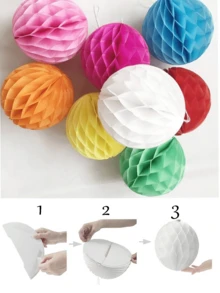 5pcs 6-Inch Paper Honeycomb Flower Balls, Decorative Paper Flower Pom Poms, Colorful Hanging Flower Balls, DIY Paper Craft, Suitable For Wedding, Party, Birthday, Gathering, Home Decor - Multicolor - View 8