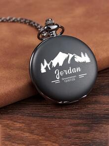 1pc Customized Engraved Pocket Watch - Double-Sided Groomsman Gift, Personalized Wedding Party Clock, Wedding Gift, Valentine's Day Gift, Halloween Gift, Christmas Gift - Multicolor - View 6