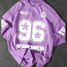 Men's Oversized T-Shirt (Overtec) Printed 69 Star 326 Gringa Teenager Basketball Streetwear Skater - Màu Lilac Tím - Xem 1