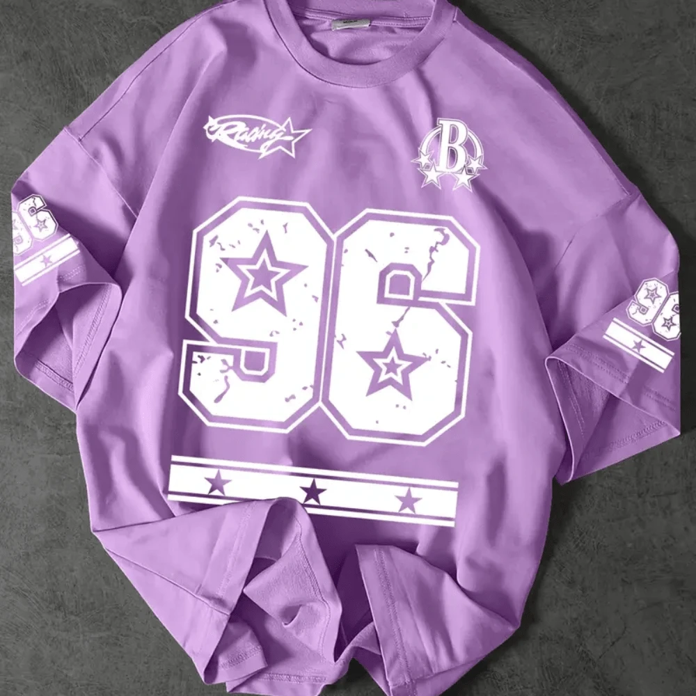 Men's Oversized T-Shirt (Overtec) Printed 69 Star 326 Gringa Teenager Basketball Streetwear Skater - Màu Lilac Tím - Xem 1