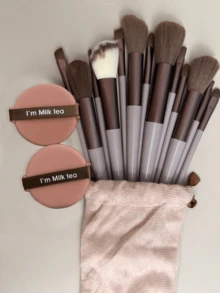 13 Sijiqing Makeup Brush Set, Convenient Blush Brush, Eyeshadow Brush, Complete Set Of Beauty Tools, Professional Makeup Brush Set, Ladies' Makeup Brush Set, Suitable For Beginners - Brown - View 12