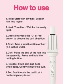 自动卷发器，卷发棒旋转，4 档可调节温度，快速自旋转造型，快速加热，28 毫米大波浪卷发，适合懒散的人，易于使用 - 美規A型插(110-127V) - 查看 7