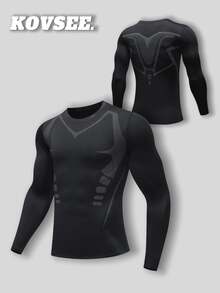 KOVSEE 运动紧身衣男友款男士高弹力速干跑步长袖篮球足球健身骑行打底衣吸汗T恤