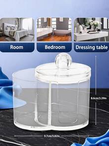 Pot de rangement pour cotons-tiges et boules de coton, boîte de rangement pour le dessus de la coiffeuse (2 en 1)