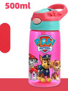 1Pc Paw Patrol 500ml/16oz Party Water Cup Water Bottle Large Capacity With Straw Portable Handle Non-Leaking Water Cup Suitable For Birthday Party Thanksgiving Party Halloween Party Christmas Party (The Lid May Be Random)