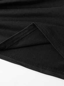 Camiseta de manga corta con estampado de lema y gráfico de LOS ANGELES para mujer - Negro - Ver 4