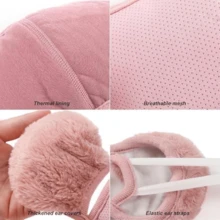 1 buc Mască Unisex de Iarnă, Rezistentă la Vânt (Cu Căști din Fleece pentru Urechi) - Mască de Nas-Gură Respirabilă, Îngroșată, Rezistentă la Praf, cu Jumătate de Față și Căști pentru Urechi, Protecție la Vânt și Frig pentru Ciclism, Mască Respirabilă 3D Unisex la Modă