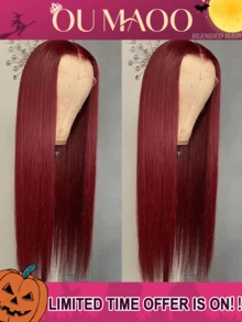 8-34 Inches Burgundy 99J Brazilian Long Straight Wigs 13x4 Lace Front Wig Wine Red Color Straight Wig Pre Plucked 200% Density Straight 13x4 HD Transparent Lace Frontal Glueless Wig Bralizian Virgin Hair Tiny Knots Natural Hairline With Baby Hair Halloween Wigs For Women