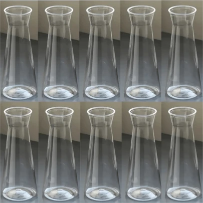 1/5/10 件透明现代小花瓶，防碎塑料圆柱形花瓶，侧面光滑透明，优雅简约的设计，适用于婚礼、家居、桌面、窗台、餐厅装饰，适合各种茎长花卉，现代几何图案，无需用电，大号落地花瓶，客厅装饰花瓶，餐桌花瓶，中式花瓶