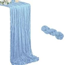 Cheesecloth Table Runner And Napkins Set,Romantic Atmosphere Boho Gauze Cheese Cloth 22*71inch/22*118inch Table Runner With Napkins, Rustic Wrinkled Table Runner And Napkins For Spring Summer Bridal Shower Wedding Shower Garden Room Decor Birthday Party Dinner Table Advanced Banquet Decor And Various Festival Parties Decor-1Pc/1+6pcs/2+12pcs Gifts Beach Back To School School Supplies