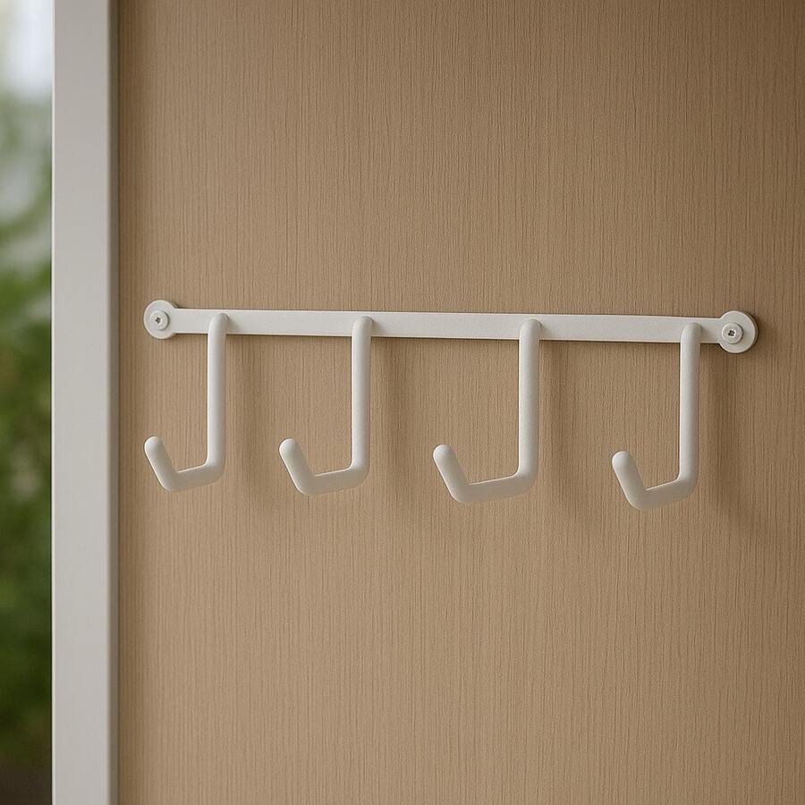 Broom And Squeegee Holder Kit With 3 Units Wall Mount With Hooks Ideal For Kitchen Bathroom And Racks - trắng - Xem 1